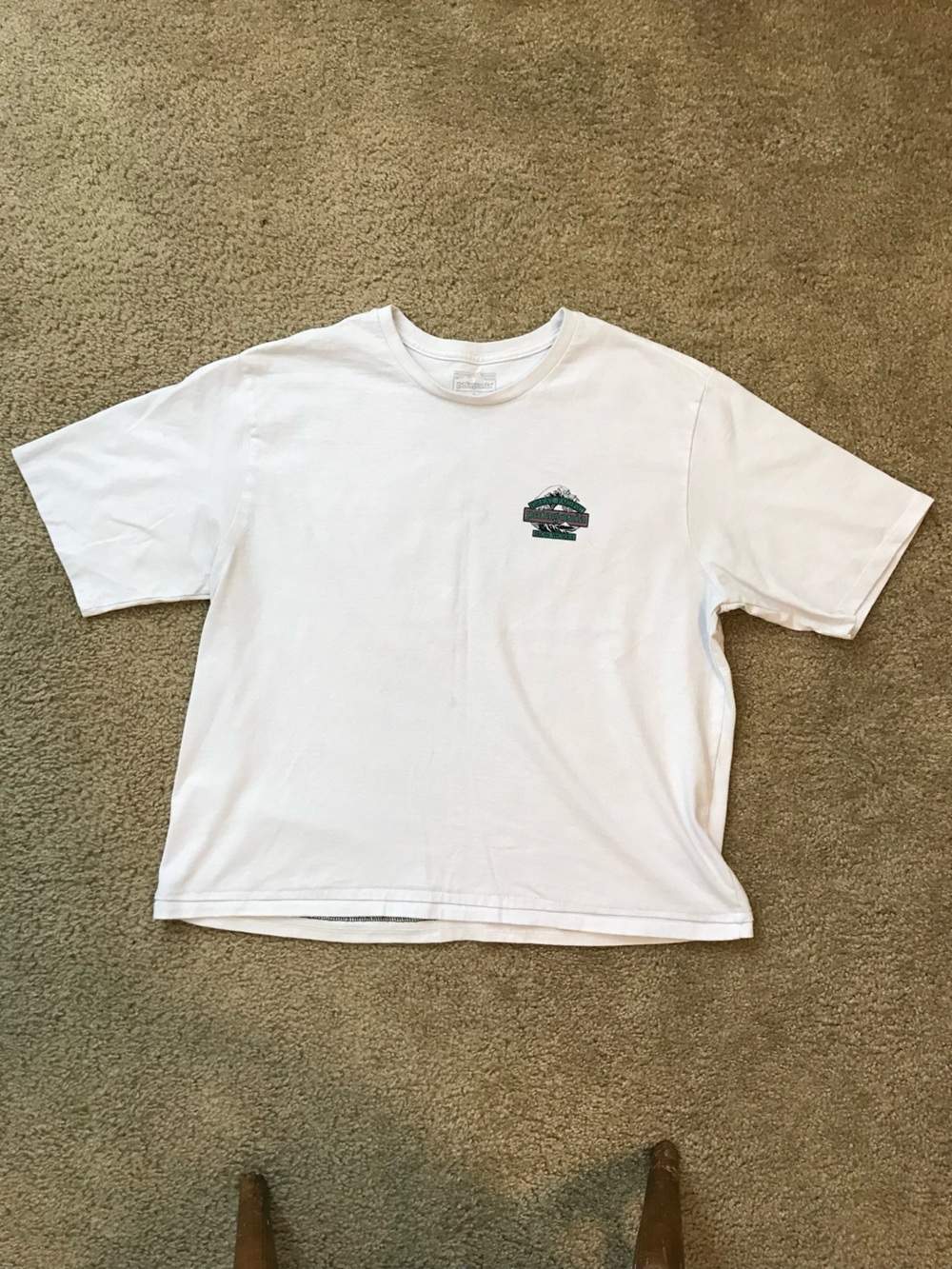 Patagonia White Mens Large Short Sleeve Tee with Green Logo